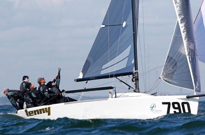Day 2 – Estonian entry Lenny EST790 with Tõnu Tõniste in helm, managed to conclude the racing despite a damage to the gennaker, in enviable positions – Melges 24 World Championship ©  Pierrick Contin http://www.pierrickcontin.fr/